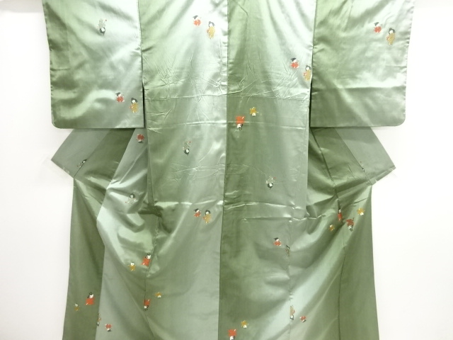 童子模様織り出し手織り紬着物